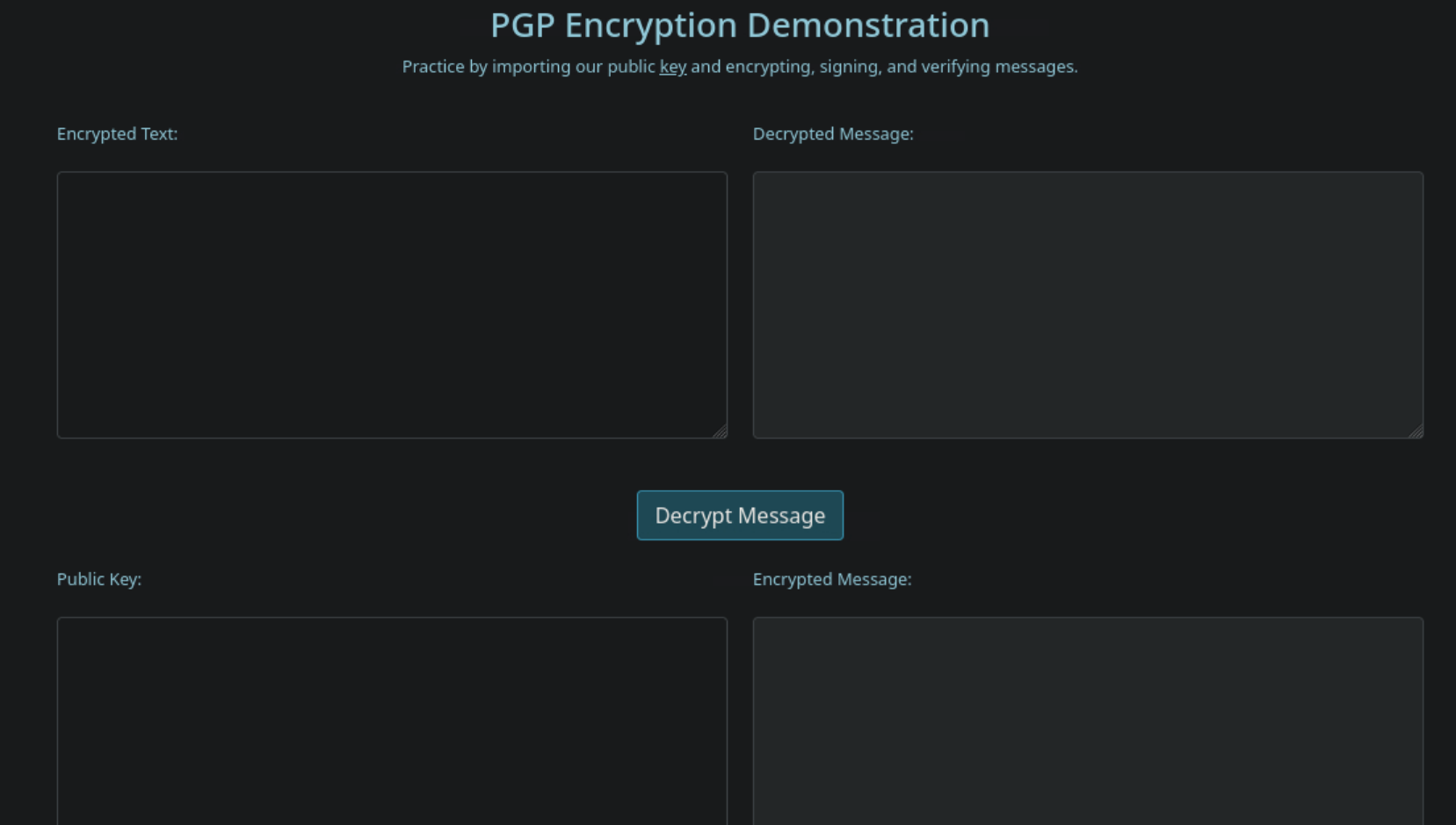 /guide page with PGP sandbox